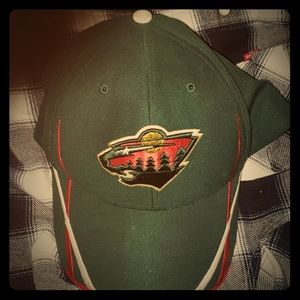 Minnesota wild hat.(Stretchy) Velcro back.